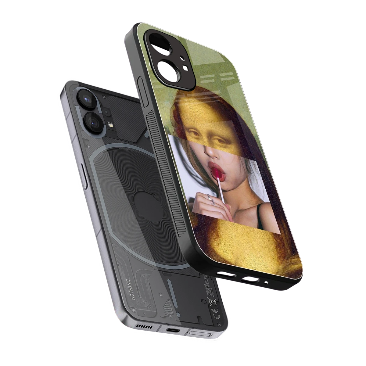 La Mona Lisa sleek nothing phone 1 cover with tempered glass back and TPU edges