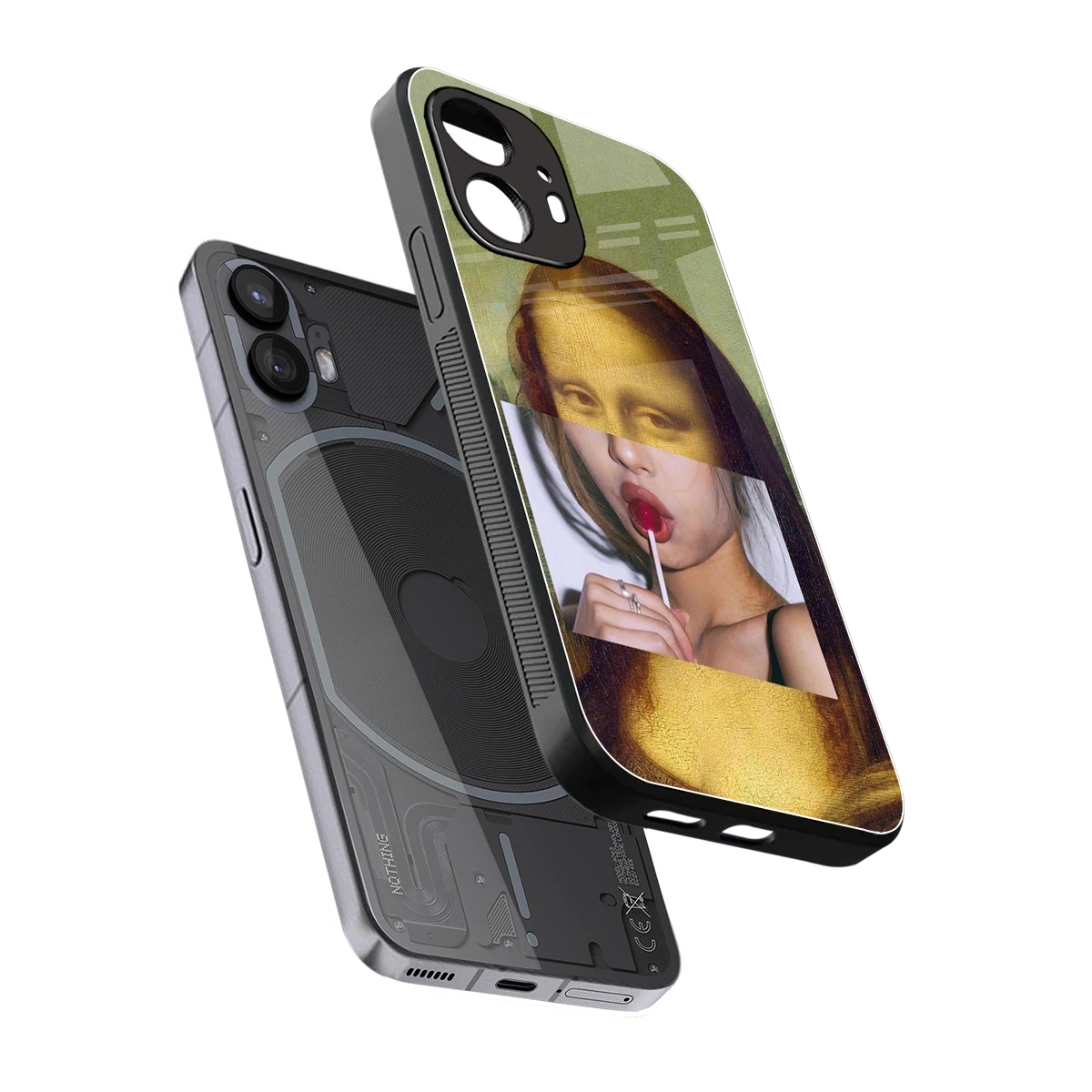 La Mona Lisa sleek nothing phone 2 cover with tempered glass back and TPU edges