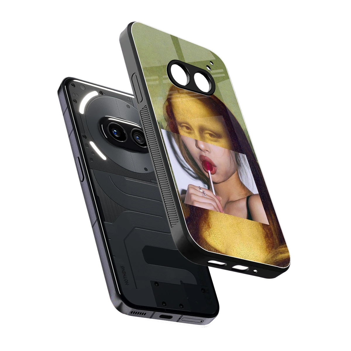 La Mona Lisa sleek nothing phone 2a plus cover with tempered glass back and TPU edges
