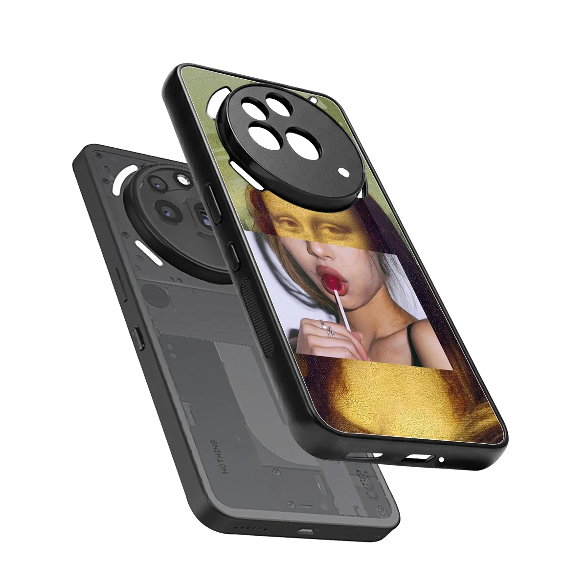 La Mona Lisa sleek nothing phone 3a pro cover with tempered glass back and TPU edges