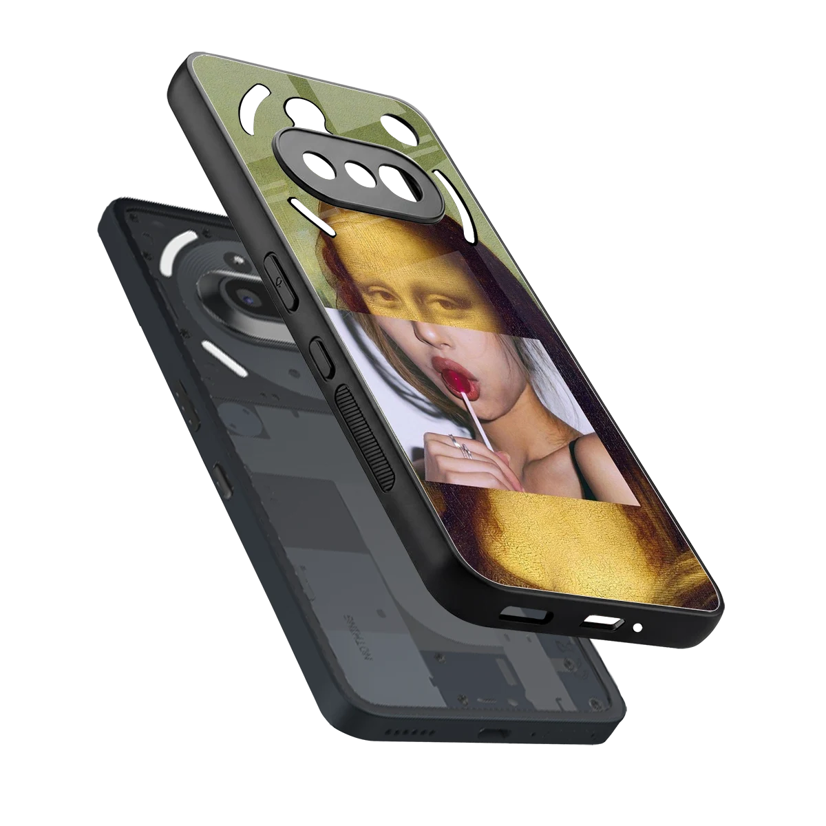 La Mona Lisa sleek nothing phone 3a cover with tempered glass back and TPU edges