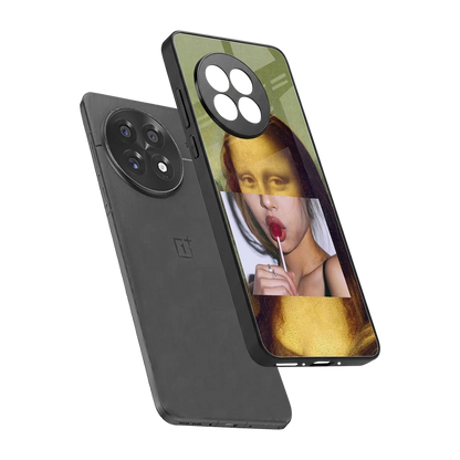 La Mona Lisa sleek oneplus 13r cover with tempered glass back and TPU edges