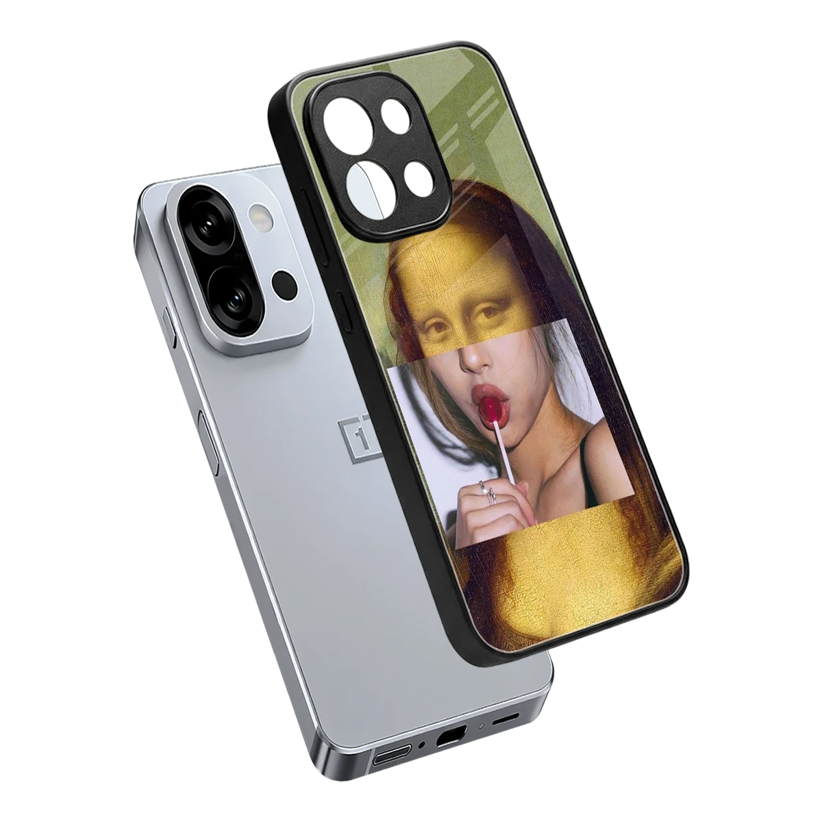 La Mona Lisa sleek oneplus 13s cover with tempered glass back and TPU edges