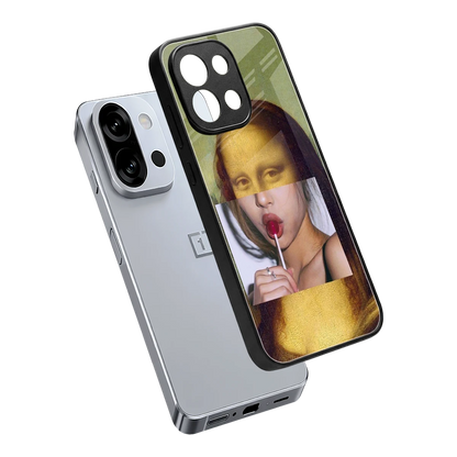 La Mona Lisa sleek oneplus 13s cover with tempered glass back and TPU edges