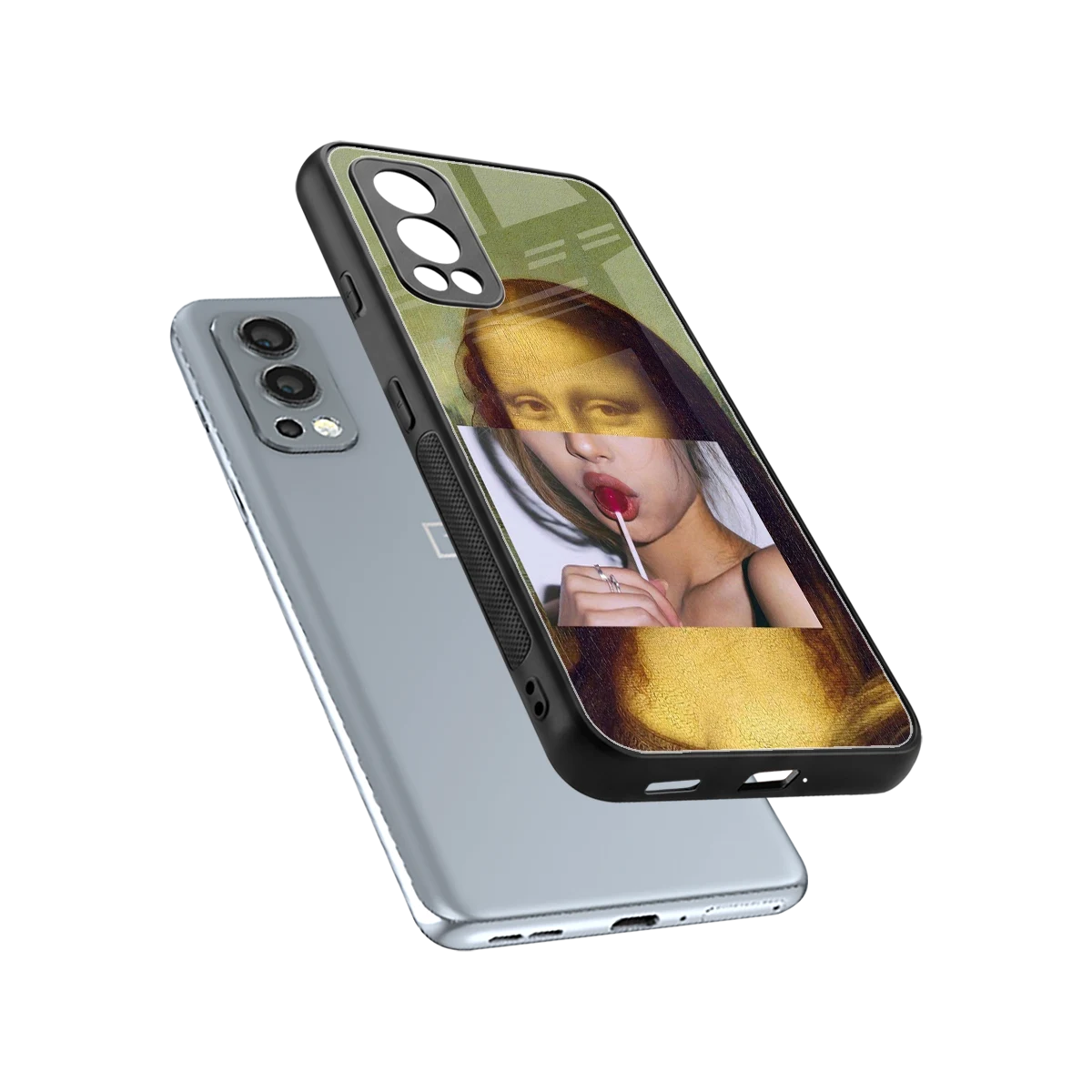 La Mona Lisa sleek oneplus nord 2 cover with tempered glass back and TPU edges
