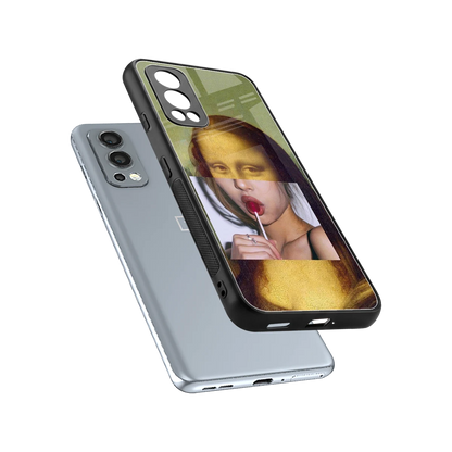La Mona Lisa sleek oneplus nord 2 cover with tempered glass back and TPU edges