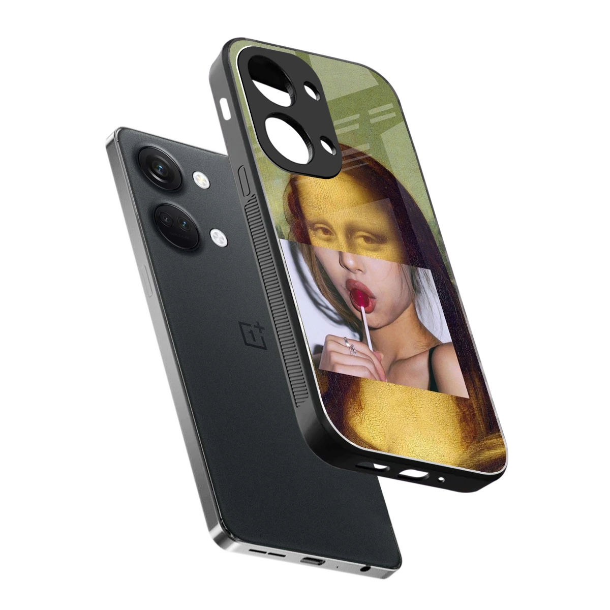 La Mona Lisa sleek oneplus nord 3 cover with tempered glass back and TPU edges