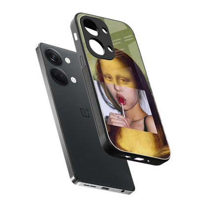 La Mona Lisa sleek oneplus nord 3 cover with tempered glass back and TPU edges