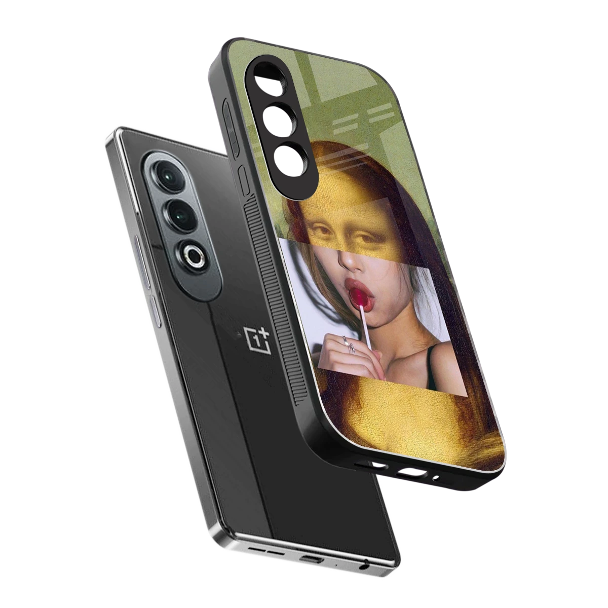 La Mona Lisa sleek oneplus nord ce 4 cover with tempered glass back and TPU edges