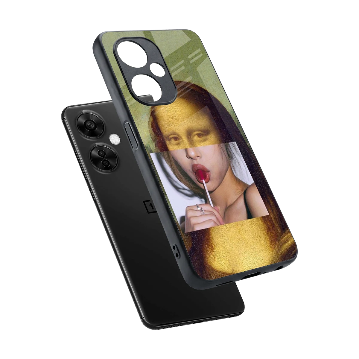 La Mona Lisa sleek oneplus nord ce 3 lite cover with tempered glass back and TPU edges