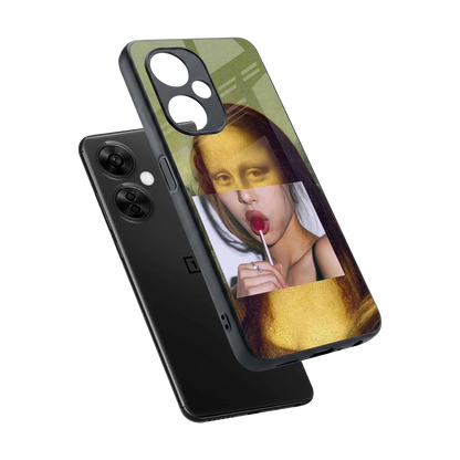 La Mona Lisa sleek oneplus nord ce 3 lite cover with tempered glass back and TPU edges