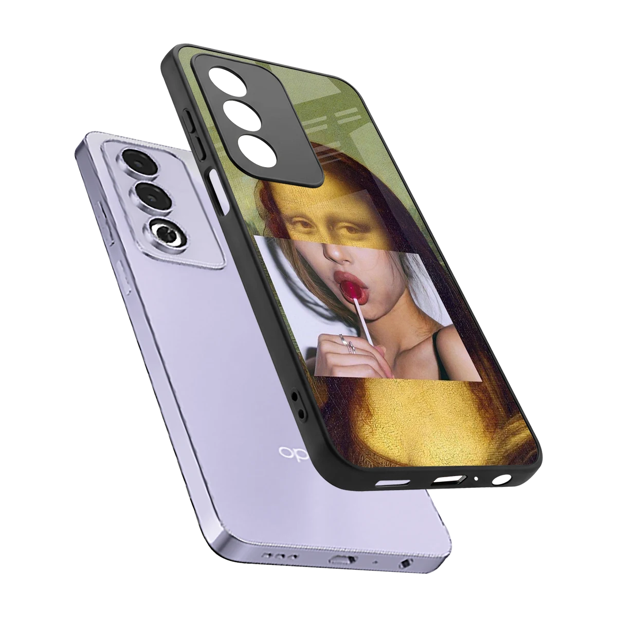 La Mona Lisa sleek oppo a3 pro cover with tempered glass back and TPU edges