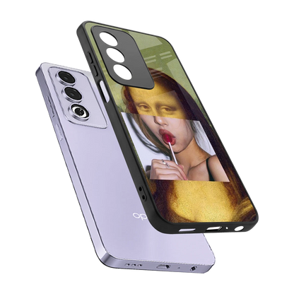 La Mona Lisa sleek oppo a3 pro cover with tempered glass back and TPU edges