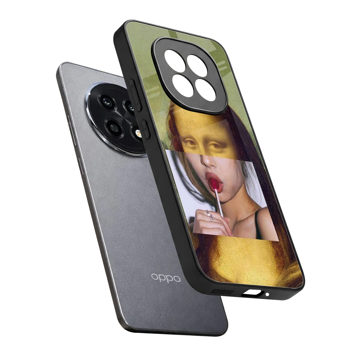 La Mona Lisa sleek oppo f29 pro 5g cover with tempered glass back and TPU edges
