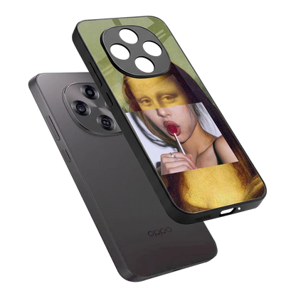 La Mona Lisa sleek oppo f31 pro 5g cover with tempered glass back and TPU edges