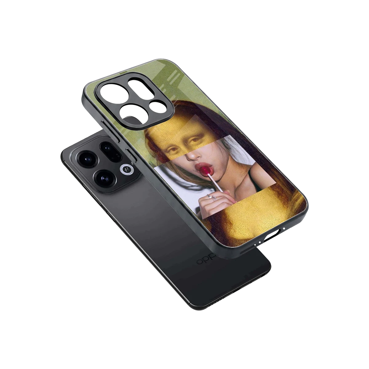 La Mona Lisa sleek oppo find x9 cover with tempered glass back and TPU edges