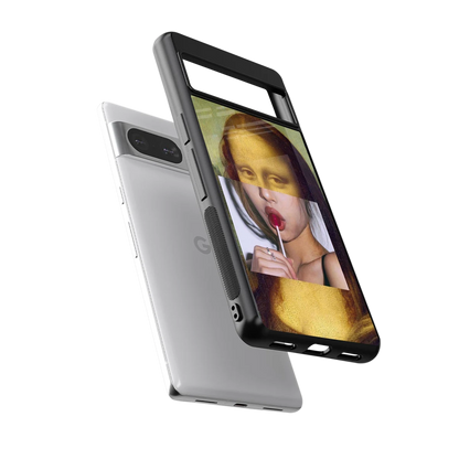 La Mona Lisa sleek google pixel 8 cover with tempered glass back and TPU edges