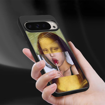 La Mona Lisa sleek google pixel 9 pro cover with tempered glass back and TPU edges