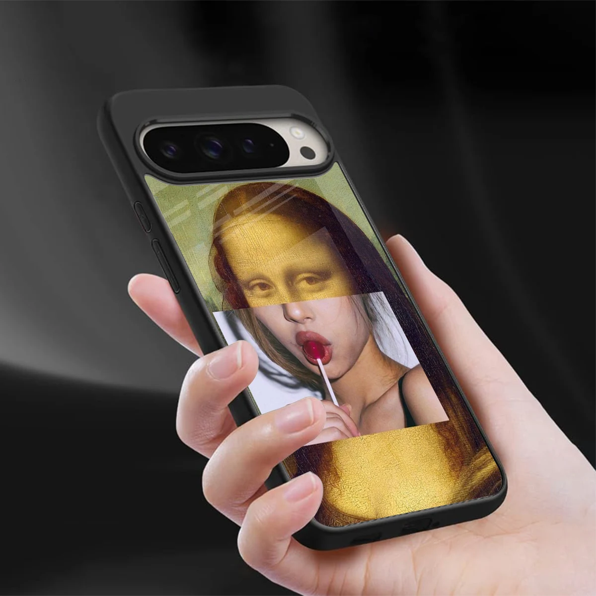 La Mona Lisa sleek google pixel 9 pro xl cover with tempered glass back and TPU edges