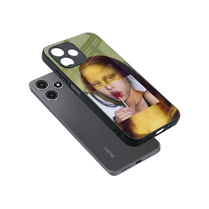 La Mona Lisa sleek redmi 12 5g cover with tempered glass back and TPU edges
