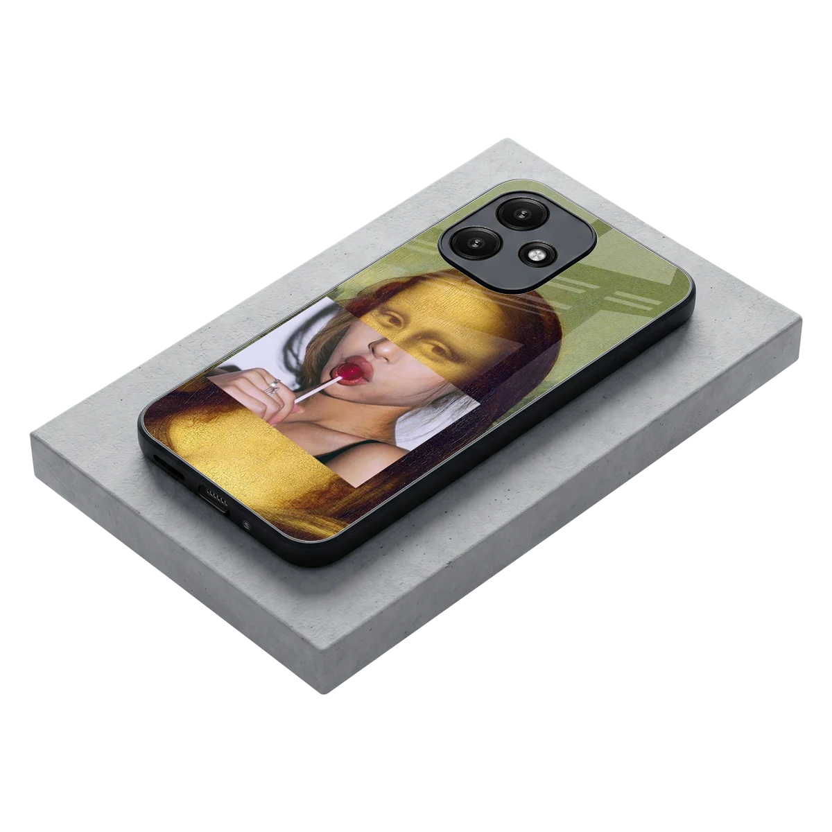 La Mona Lisa stylish phone case for redmi 12 5g | glossy glass and slim fit