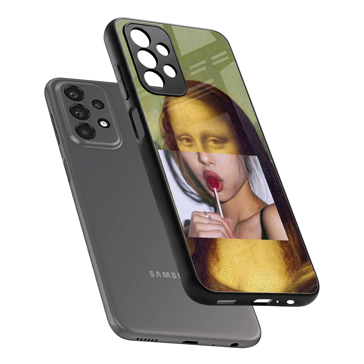 La Mona Lisa sleek samsung galaxy a23 cover with tempered glass back and TPU edges