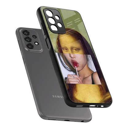 La Mona Lisa sleek samsung galaxy a23 cover with tempered glass back and TPU edges