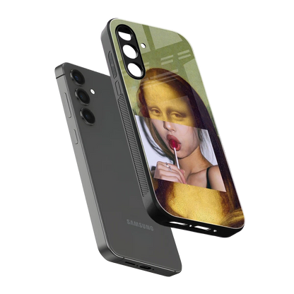 La Mona Lisa sleek samsung galaxy m35 5g cover with tempered glass back and TPU edges