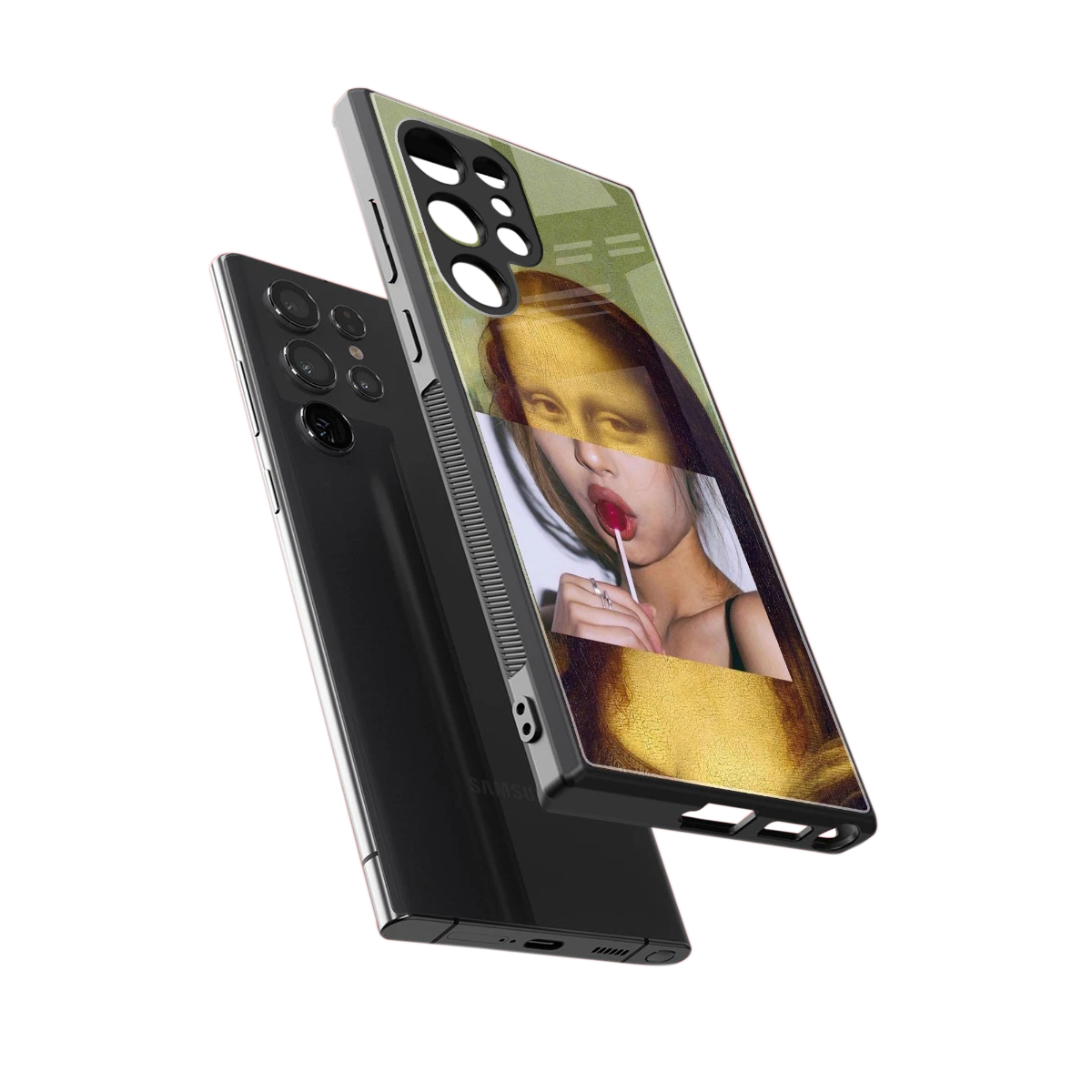 La Mona Lisa sleek samsung galaxy s23 ultra cover with tempered glass back and TPU edges