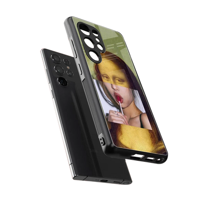 La Mona Lisa sleek samsung galaxy s25 ultra cover with tempered glass back and TPU edges