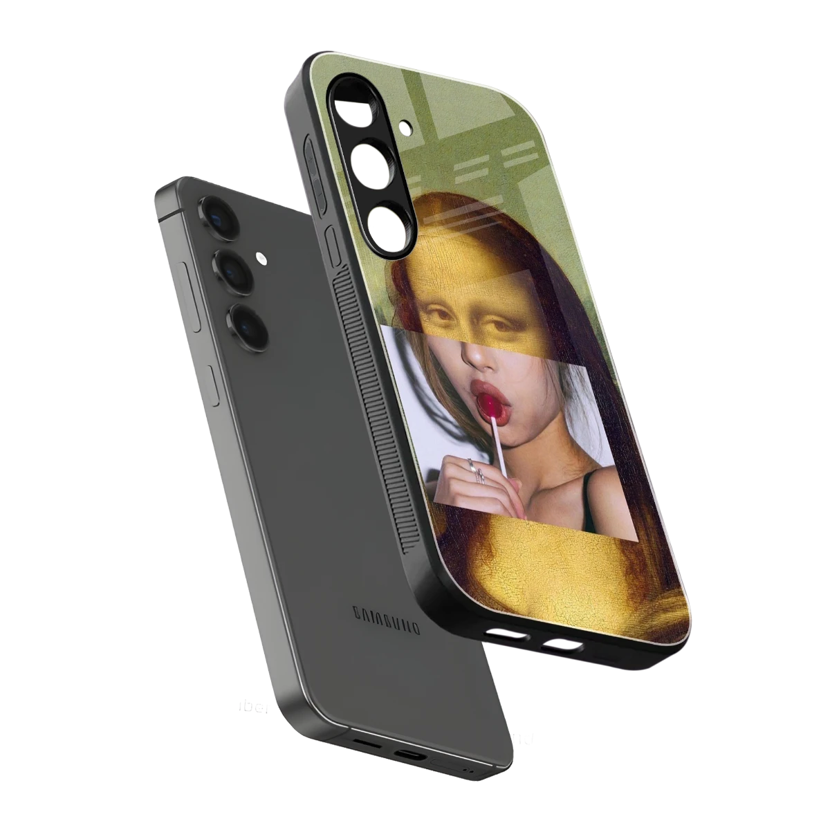 La Mona Lisa sleek samsung galaxy s24 fe cover with tempered glass back and TPU edges