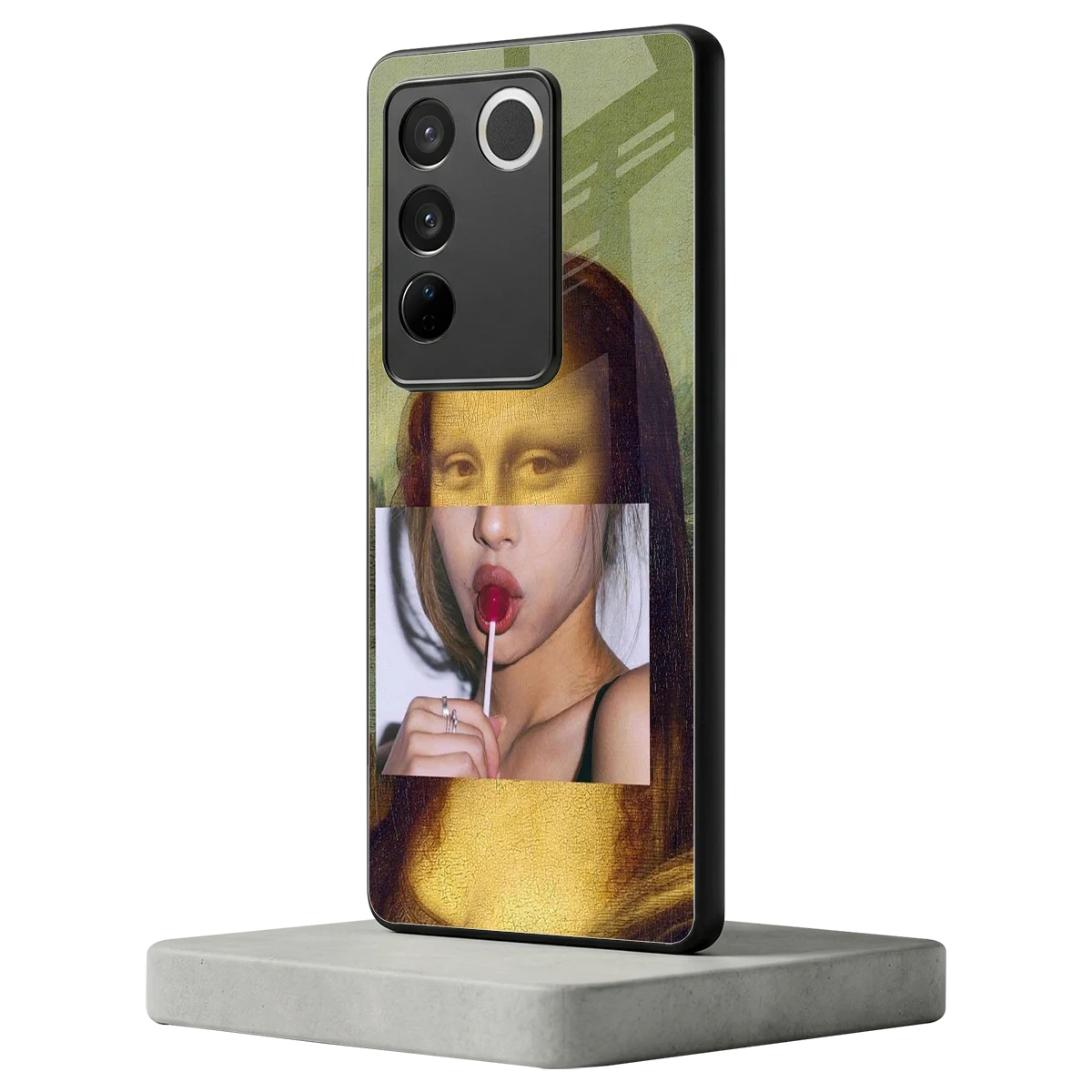 La Mona Lisa vivo v27 5g mobile cover | shockproof glass phone case