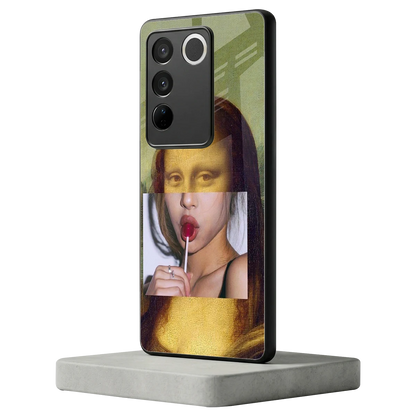 La Mona Lisa vivo v27 5g mobile cover | shockproof glass phone case