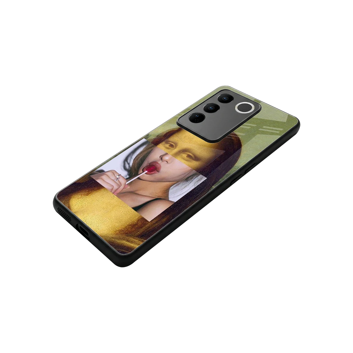 La Mona Lisa stylish phone case for vivo v27 5g | glossy glass and slim fit