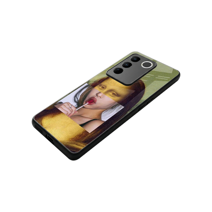 La Mona Lisa stylish phone case for vivo v27 5g | glossy glass and slim fit
