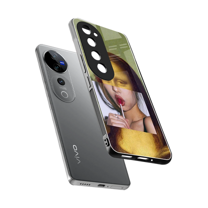 La Mona Lisa sleek vivo v40 pro cover with tempered glass back and TPU edges