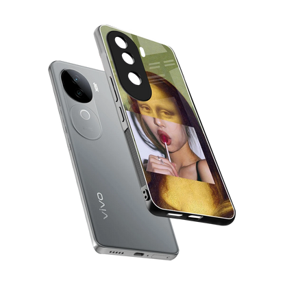La Mona Lisa sleek vivo v40e cover with tempered glass back and TPU edges