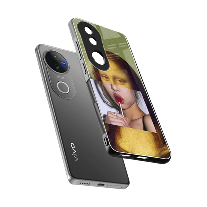 La Mona Lisa sleek vivo v50 cover with tempered glass back and TPU edges