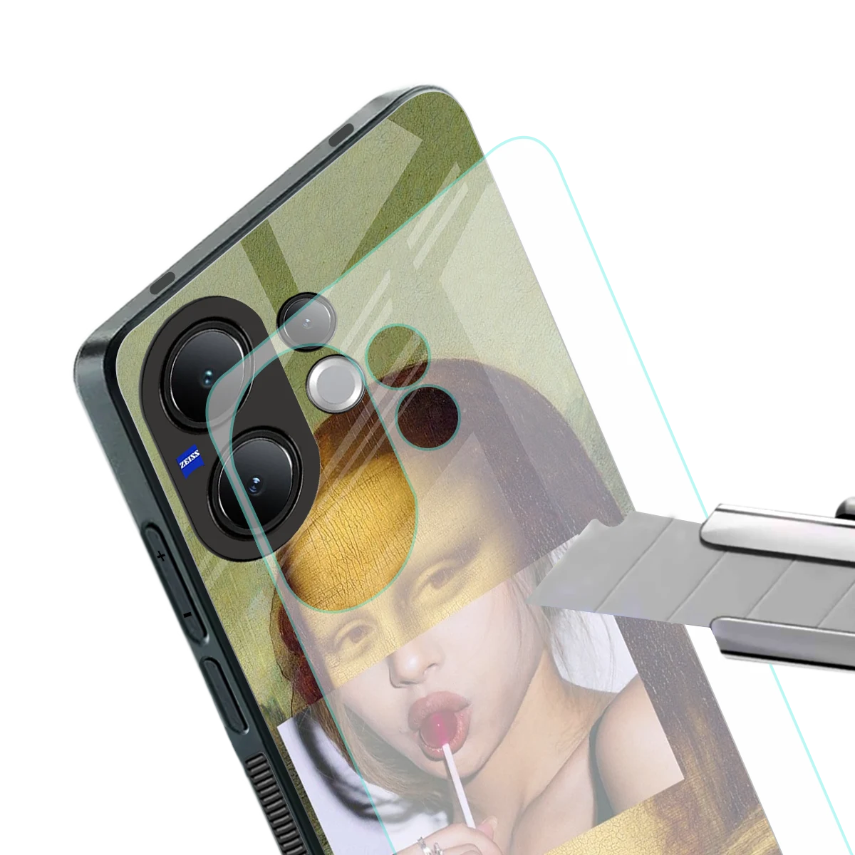La Mona Lisa stylish phone case for vivo v60 | glossy glass and slim fit