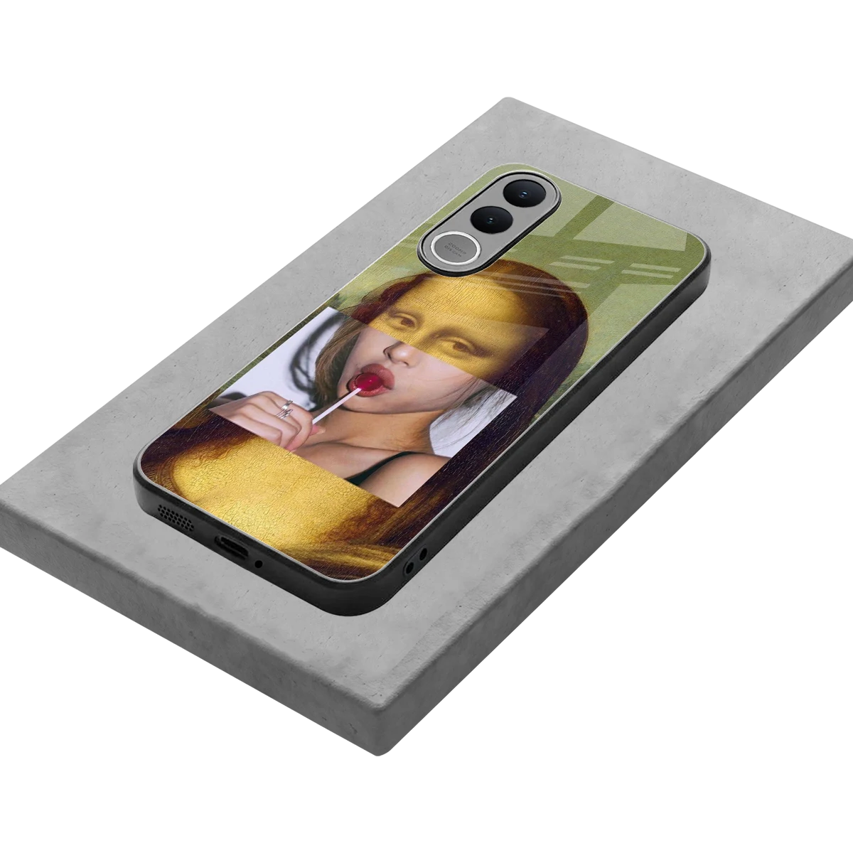 La Mona Lisa stylish phone case for vivo v70 fe | glossy glass and slim fit
