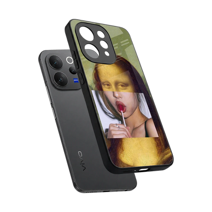 La Mona Lisa sleek vivo v70 elite cover with tempered glass back and TPU edges