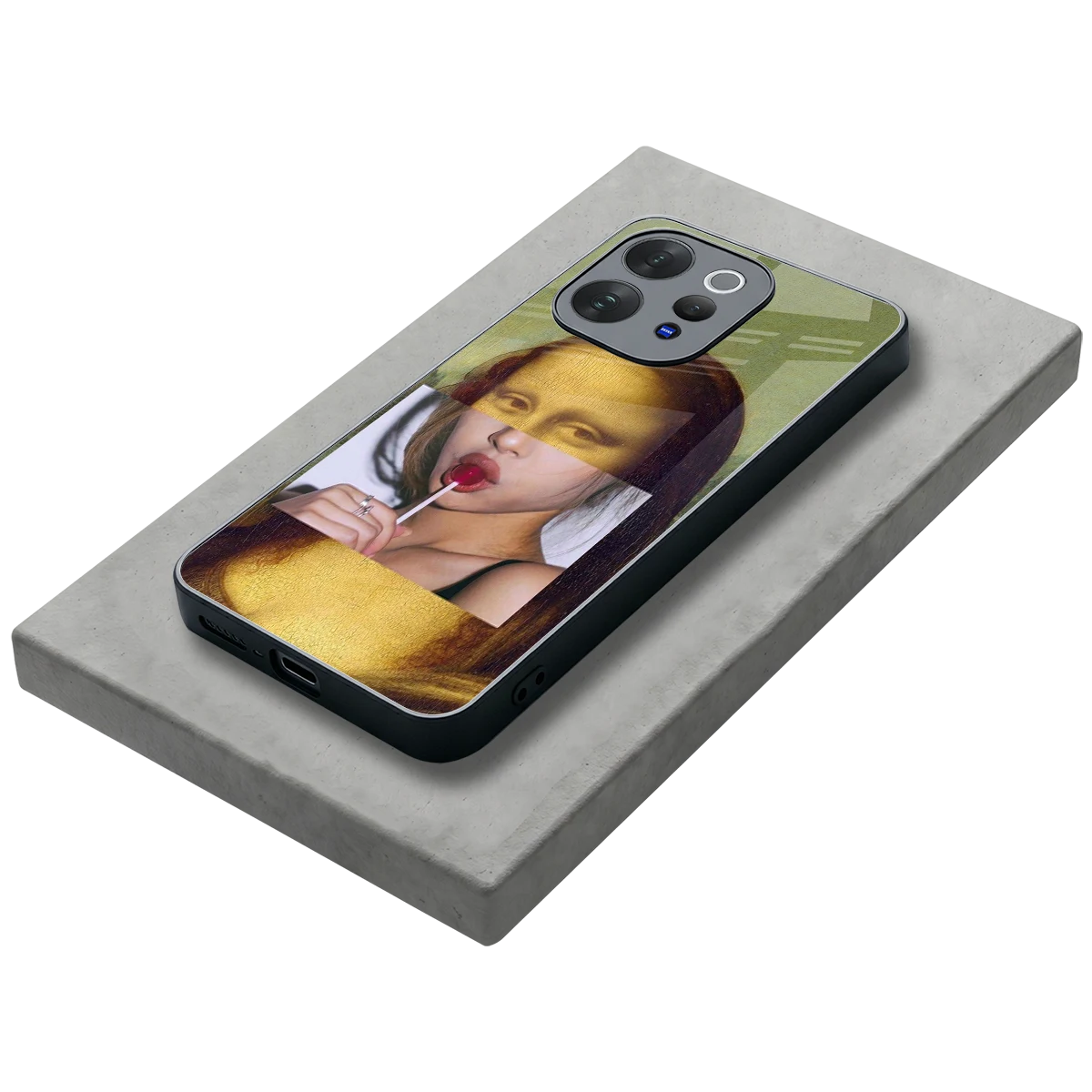 La Mona Lisa stylish phone case for vivo v70 elite | glossy glass and slim fit
