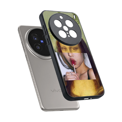 La Mona Lisa sleek vivo x200 pro cover with tempered glass back and TPU edges