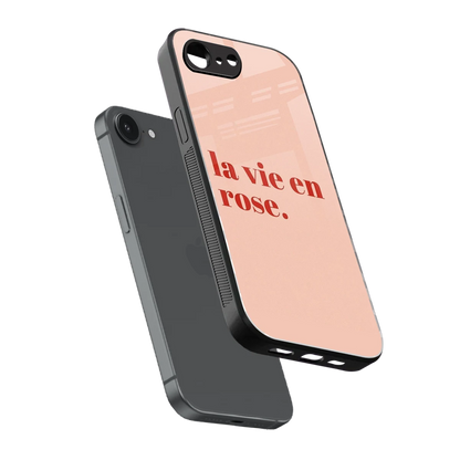 La Vie En Rose Quote sleek iphone 17e cover with tempered glass back and TPU edges