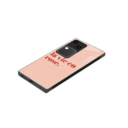 La Vie En Rose Quote stylish phone case for vivo v30 | glossy glass and slim fit