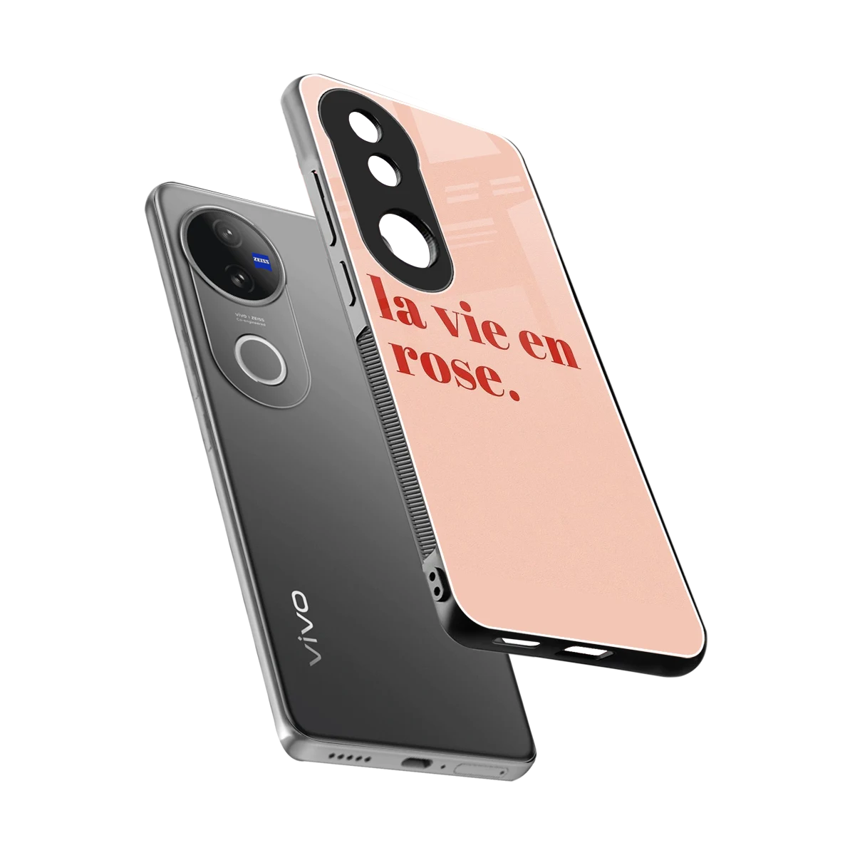 La Vie En Rose Quote sleek vivo v50 cover with tempered glass back and TPU edges