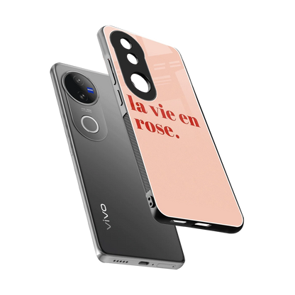 La Vie En Rose Quote sleek vivo v50 cover with tempered glass back and TPU edges