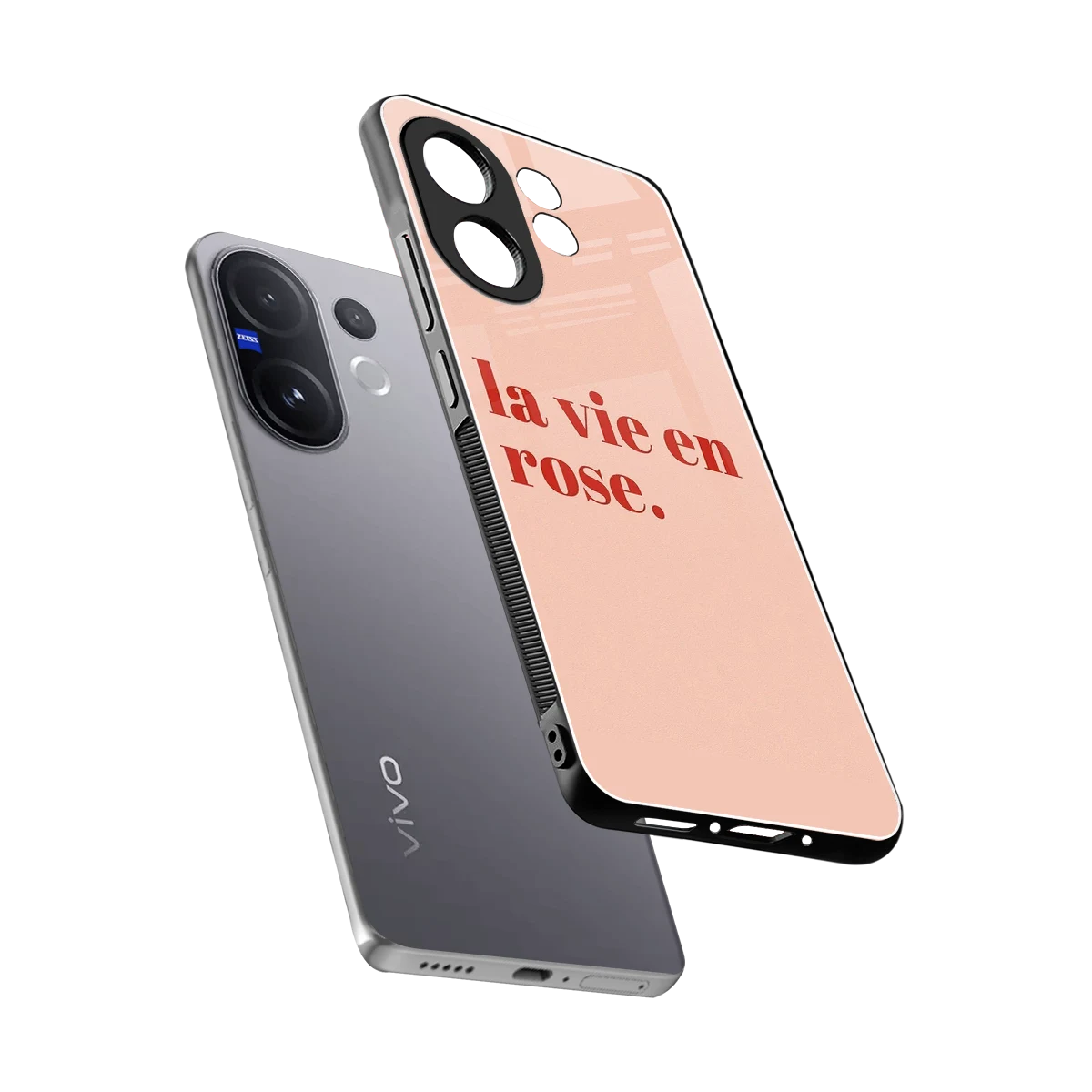 La Vie En Rose Quote sleek vivo v60 cover with tempered glass back and TPU edges