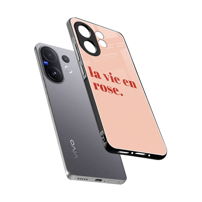 La Vie En Rose Quote sleek vivo v60 cover with tempered glass back and TPU edges