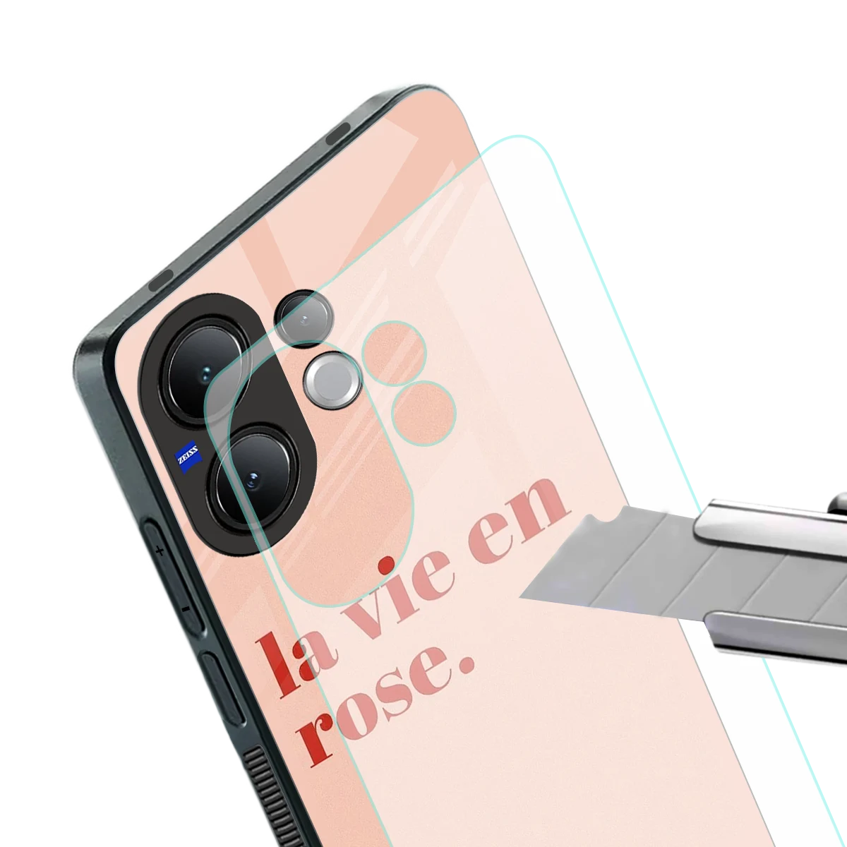 La Vie En Rose Quote stylish phone case for vivo v60 | glossy glass and slim fit